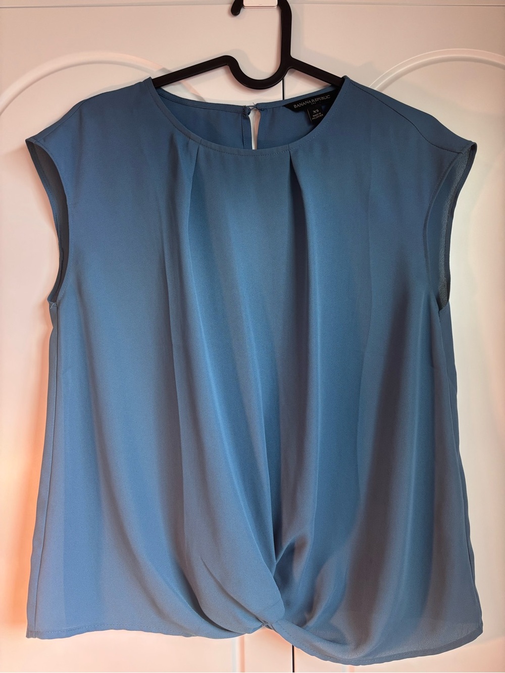 Banana Republic Sky Blue Twist-Hem Cap Sleeve Top